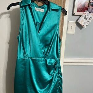 Elegant Teal Satin Mini Dress